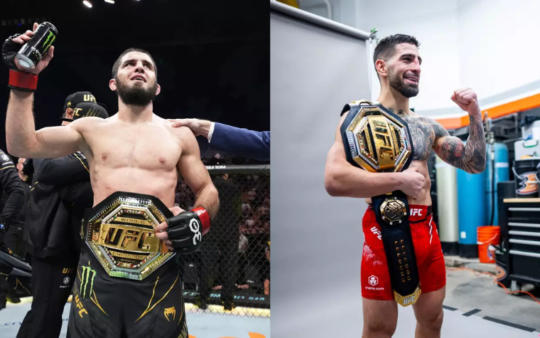 Islam Makhachev e Ilia Topuria no ufc (Foto: Reprodução)