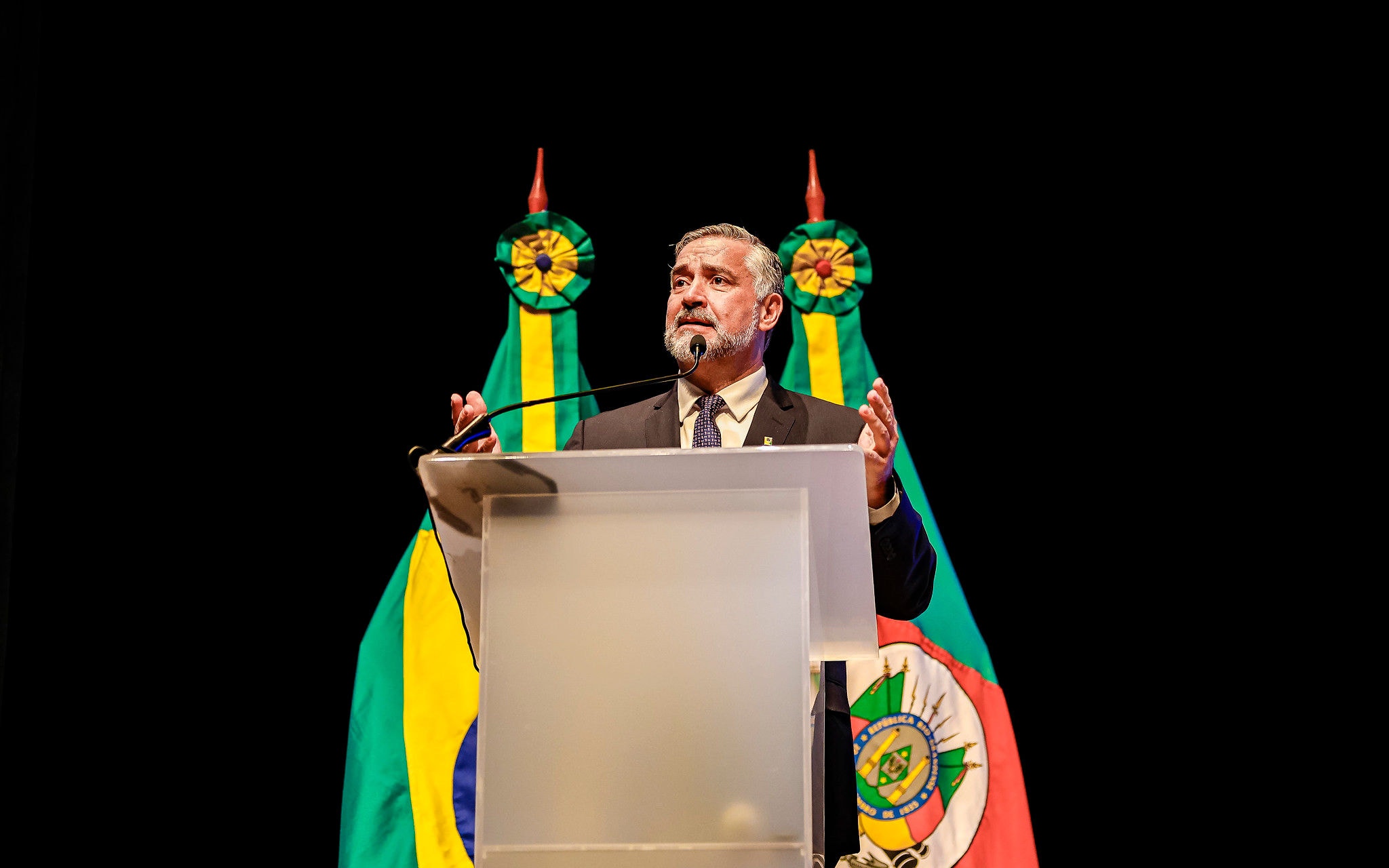 Paulo Pimenta durante evento do governo federal no Centro de Eventos da Fiergs, em Porto Alegre