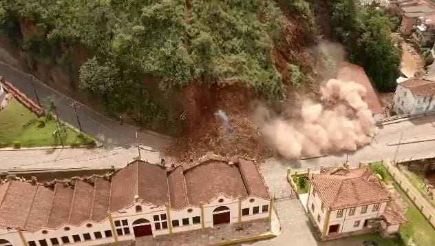 Vídeo mostra outro ângulo do desabamento do morro da Forca, em Ouro Preto