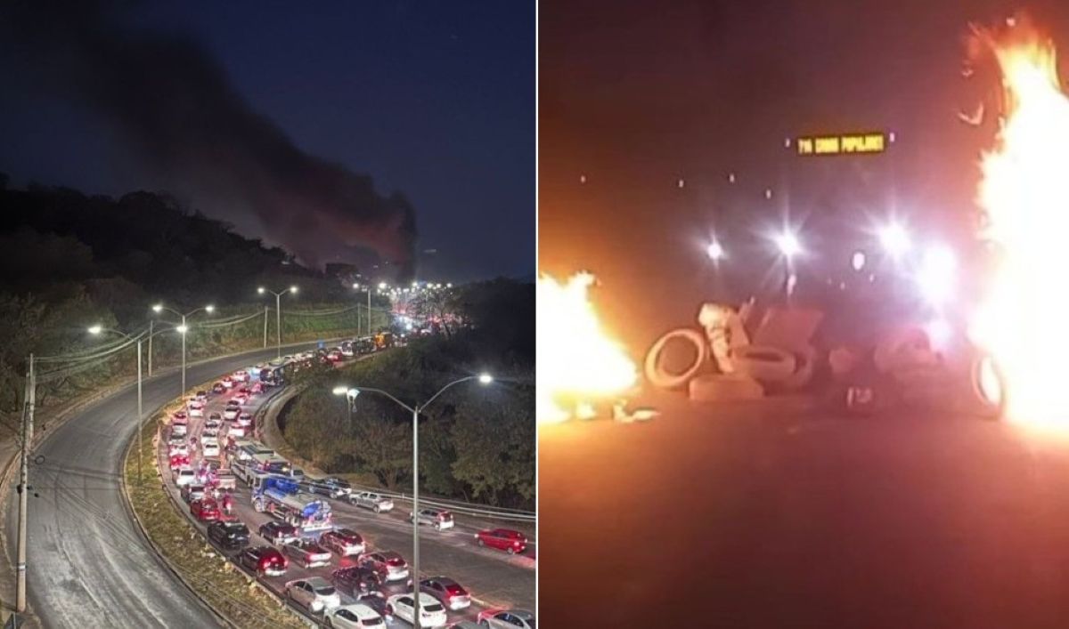 Manifestantes bloqueiam a MG-20, em Santa Luzia, na Grande BH  