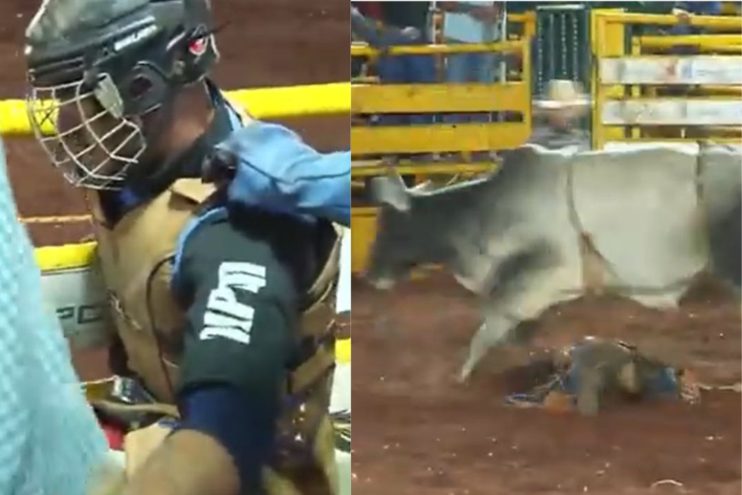 Peão cai em rodeio e é retirado de maca da competição em MG