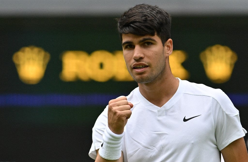 Carlos Alcaraz, tenista espanhol, em Wimbledon 2024