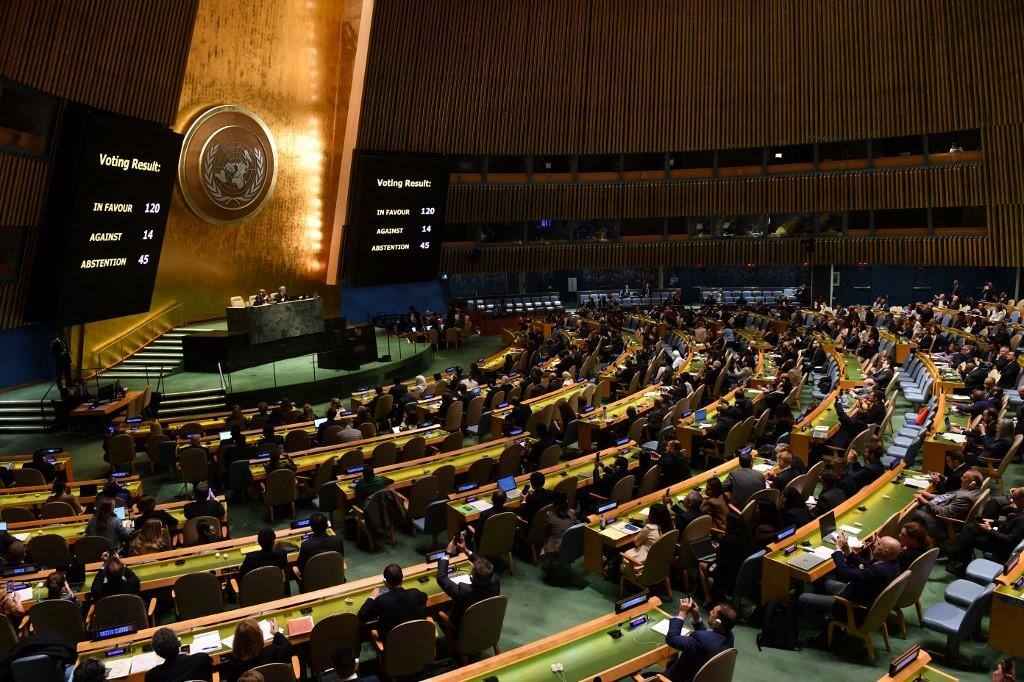 Resolução foi aprovada pela Assembleia Geral da ONU nesta sexta (27/10)