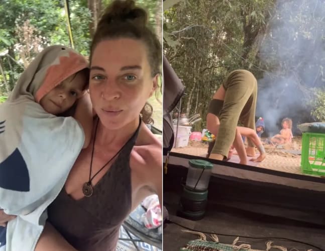 Inglesa  decide morar com os filhos em barraca na Austrália para ficar mais perto do solo