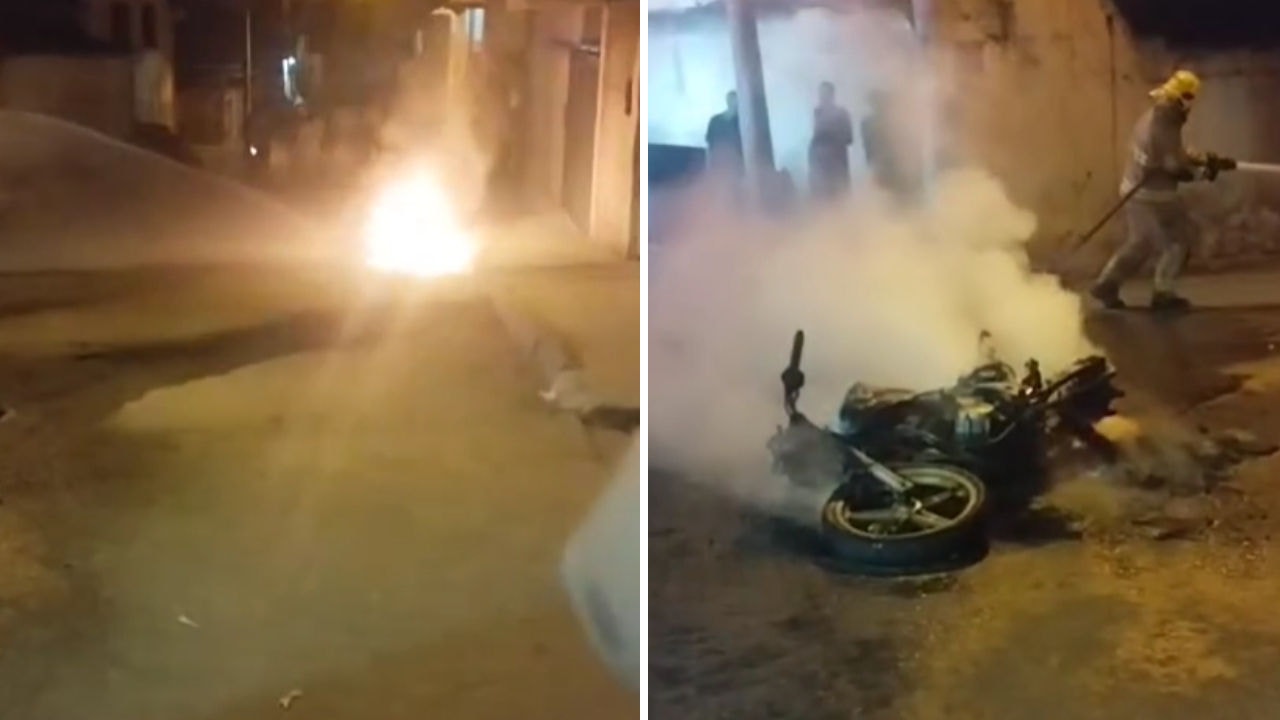 Duas motos foram incendias após conflito entre criminosos e PM em Teófilo Otoni  