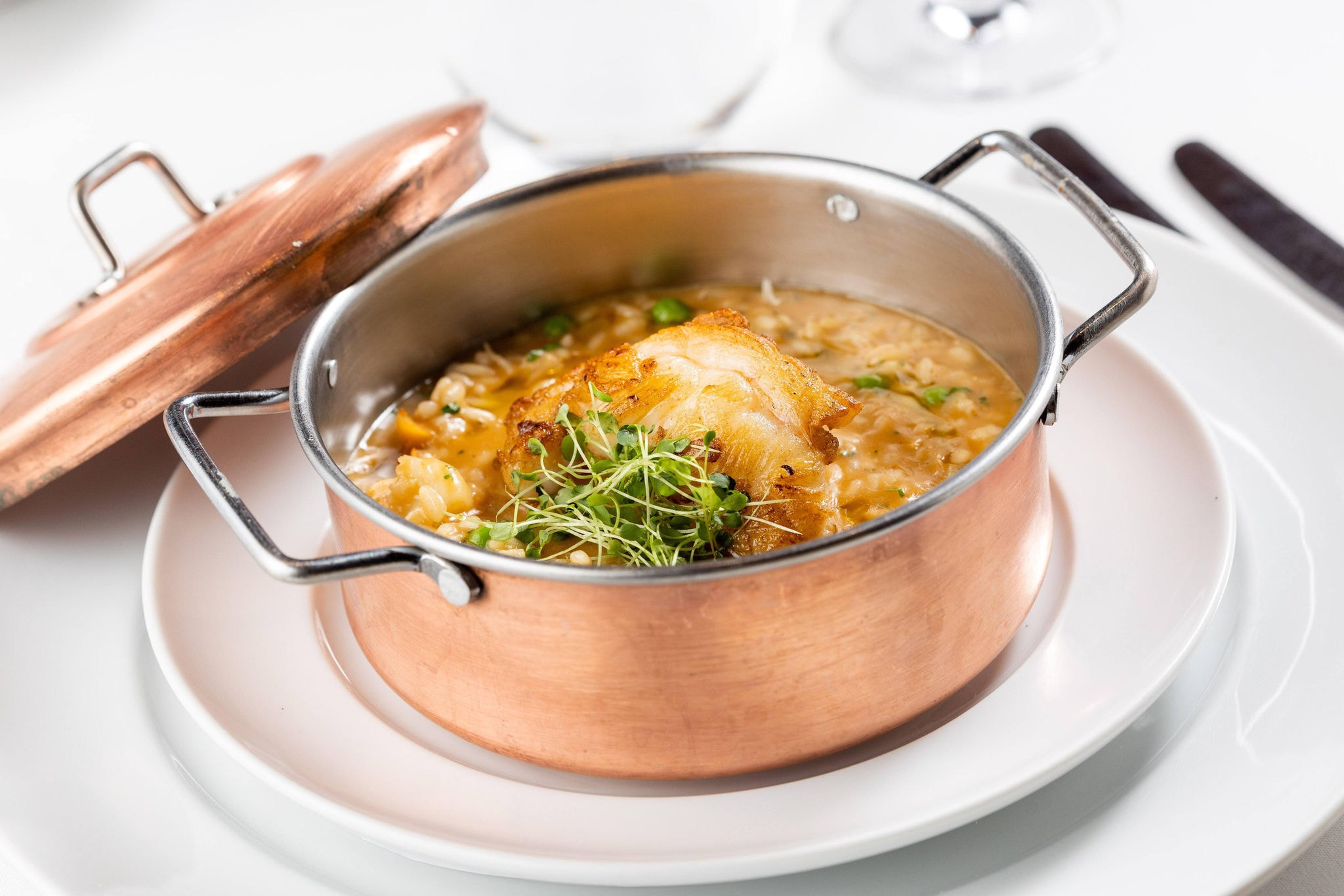Risoto de cavaquinha com espumante e ervilhasjpg