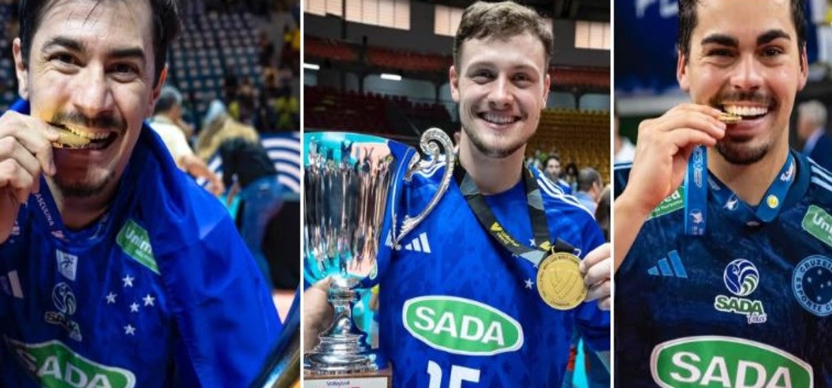 Rodrigo Ribeiro, Vaccari e Lukinhas campeão pelo Sada Cruzeiro