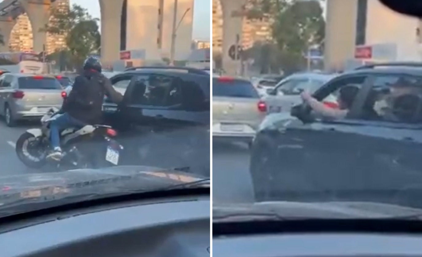 O motorista de um carro reagiu a uma tentativa de assalto em São Paulo