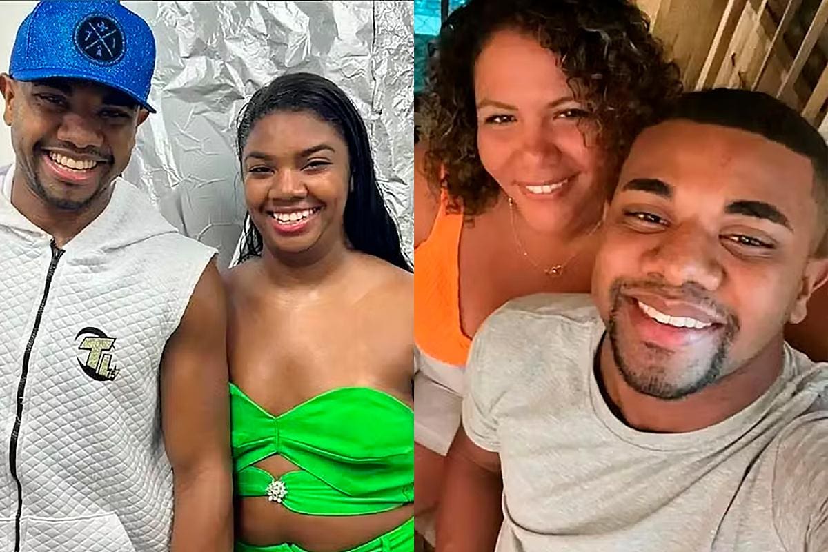 Davi Brito, sua irmã, Raquel Brito e a ex-esposa, Mani Reggo