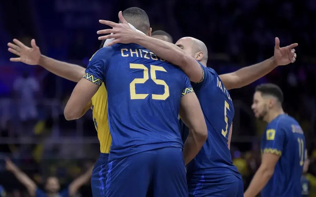 Chizoba em ação pela primeira vez com a Seleção brasileira na VNL masculina (Foto: Maurício Val/FV Imagem/CBV)