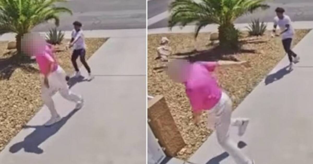 No vídeo, é possível notar o desespero do homem que tenta se safar do assaltante