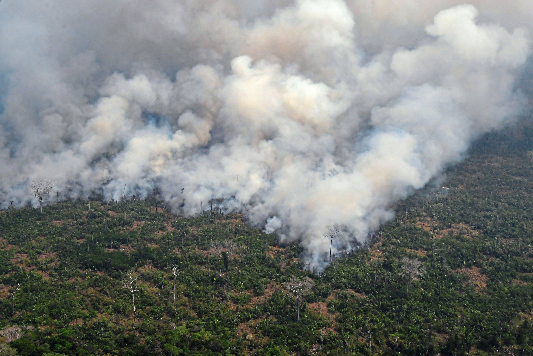Vista aérea de queimada na região amazônica em Porto Velho, em Rondônia