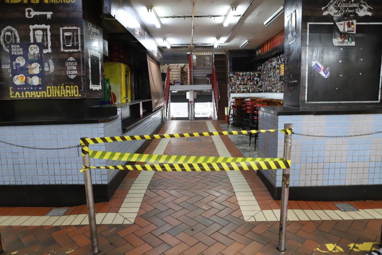 Bares do Mercado Central estão fechados por causa do risco de propagação do coronavírus