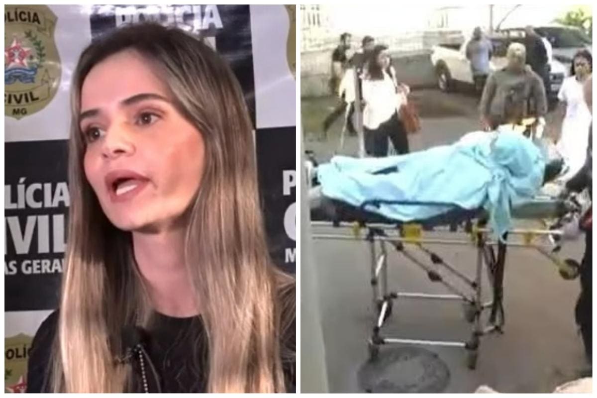 Imagem mostra delegada saindo de maca 