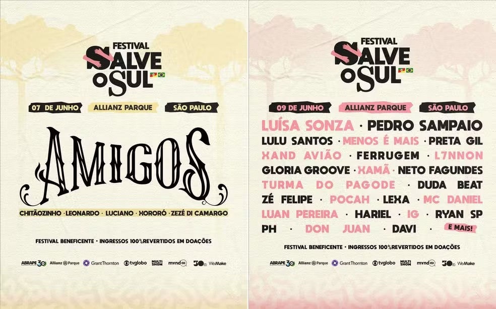 Encarte do festival 'Salve o Sul'