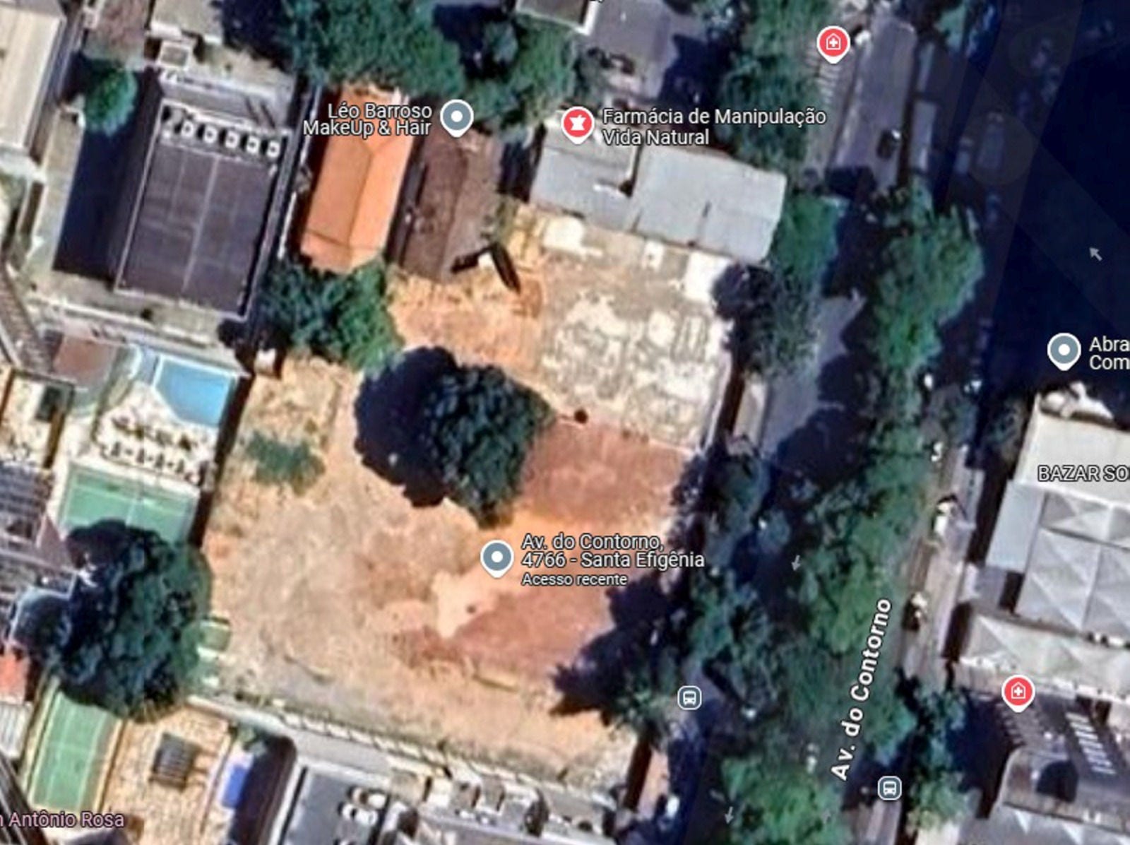 Ponto na Avenida do Contorno, entre as ruas Claudio Manoel e Santa Rita Durão, onde será construído prédio de 47 andares 