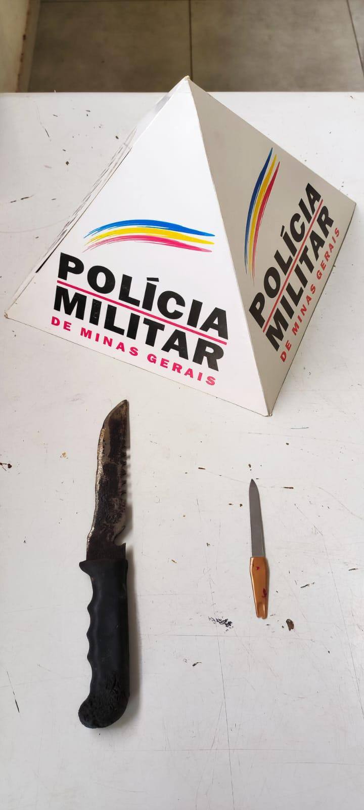 Facas usadas no crime foram apreendidas