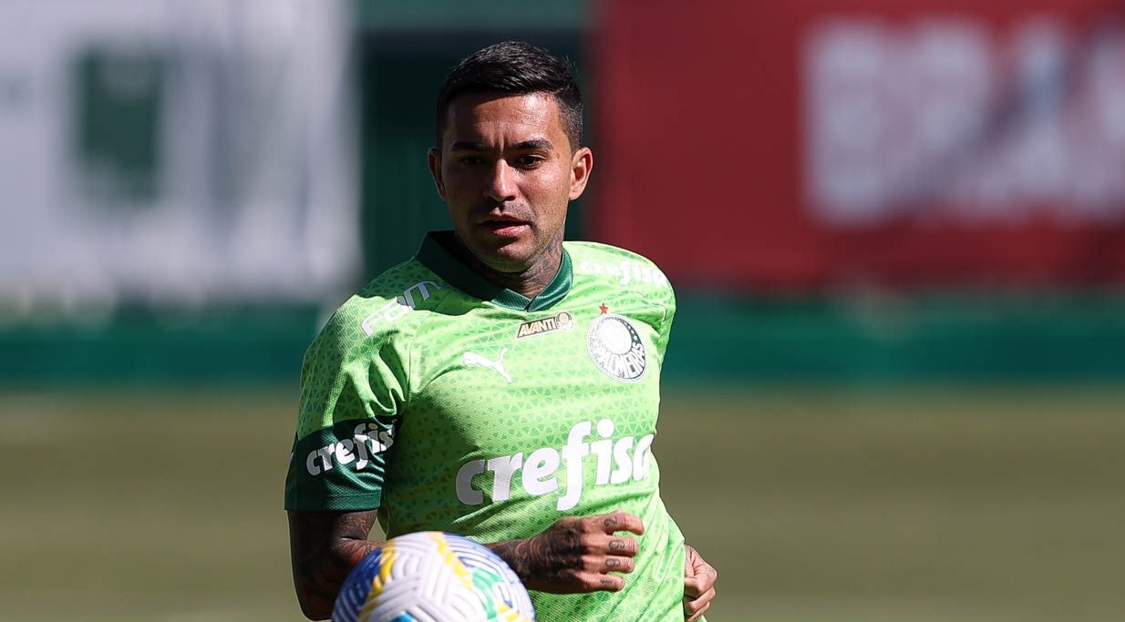 O jogador Dudu, da SE Palmeiras, durante treinamento, na Academia de Futebol. (Foto: Cesar Greco/Palmeiras/by Canon)