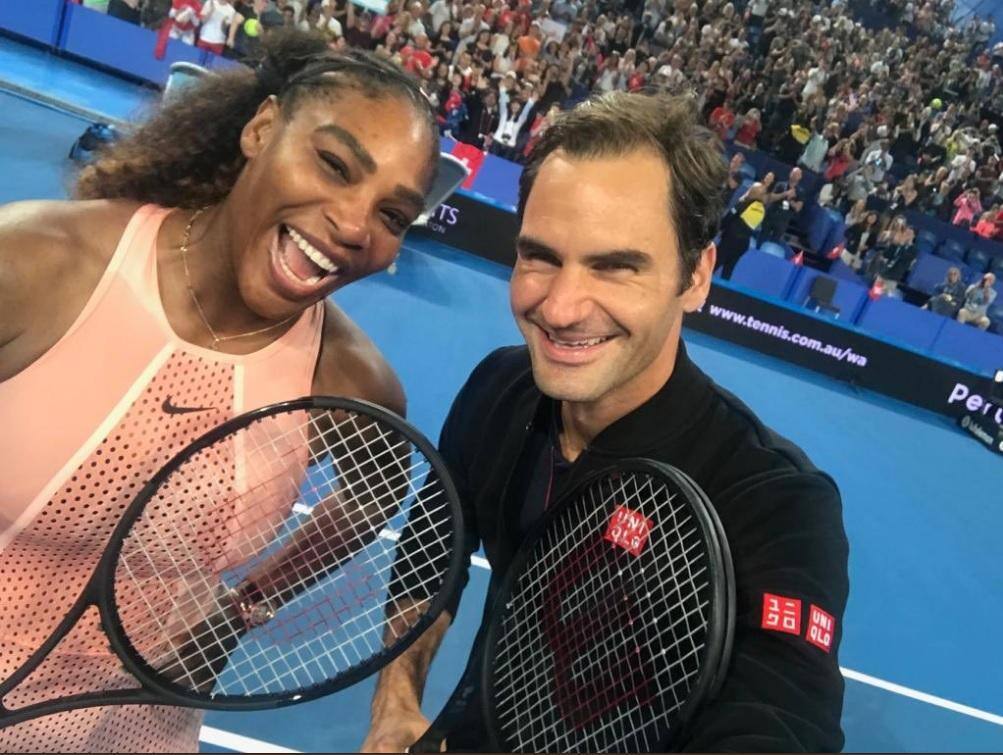 Suíço usou o seu perfil oficial para registrar o encontro com a norte-americana Serena Williams