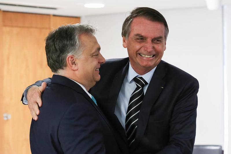 O ex- presidente Jair Bolsonaro e Viktor Orban, primeiro ministro da Hungria