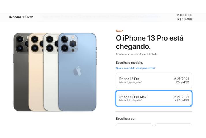 confira o preço do iphone 13 no Brasilpng