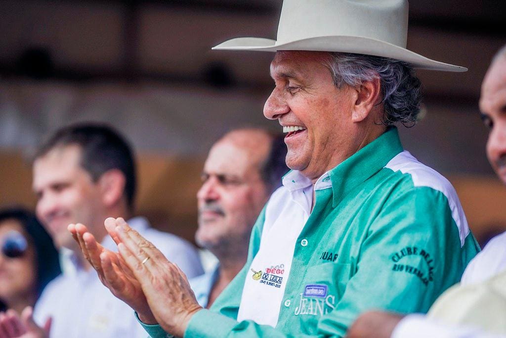 Ronaldo Caiado, em encontro com produtores e trabalhadores rurais, no interior de Goiás