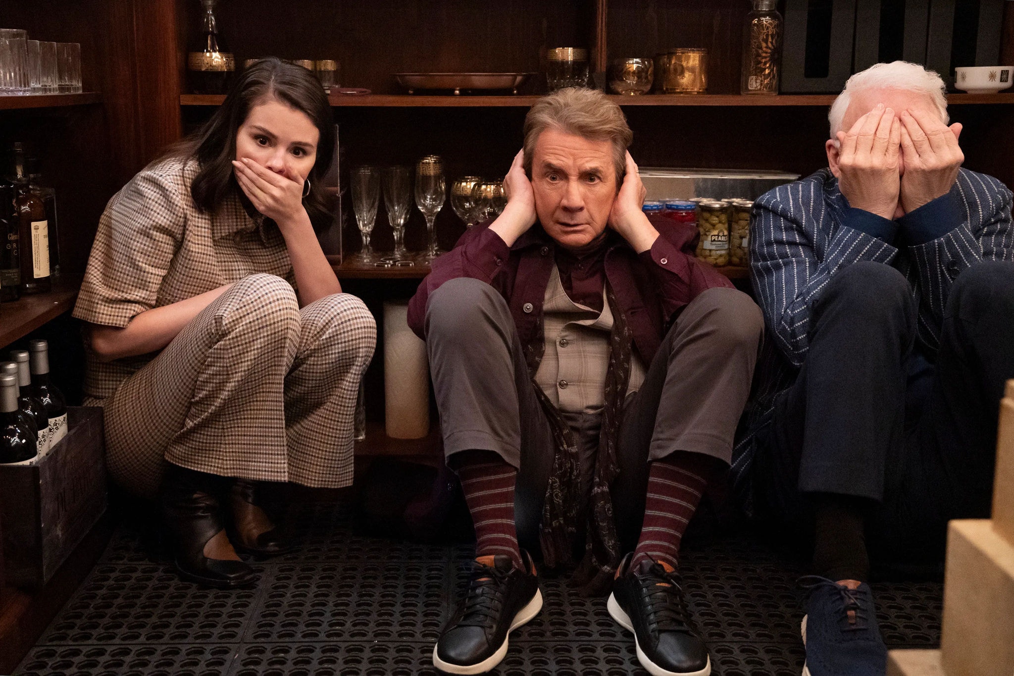 Mabel (Selena Gomez), Oliver (Martin Short) e Charles (Steve Martin) em imagem do trailer da quinta temporada
