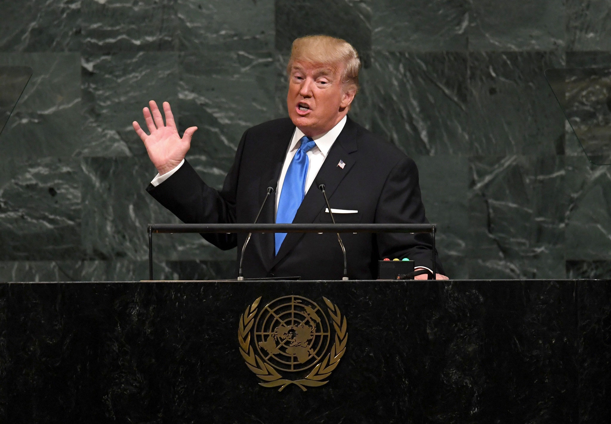 Imagem de arquivo de um discurso feito na ONU durante o primeiro mandato de Trump