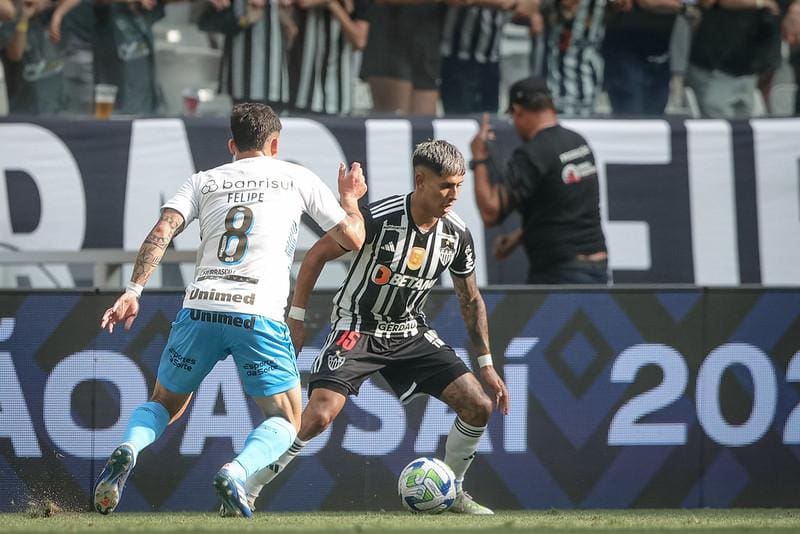 No último duelo entre as equipes, pelo Brasileirão de 2023, o Atlético venceu o Grêmio por 3 a 0 na Arena MRV