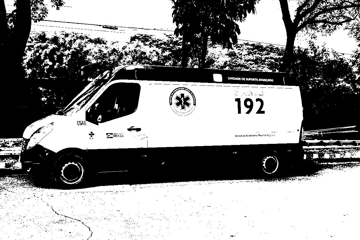 São Paulo, Brazil - May 10, 2021: Ambulance from SAMU, Mobile Emergency Care System, acronym in Portuguese.