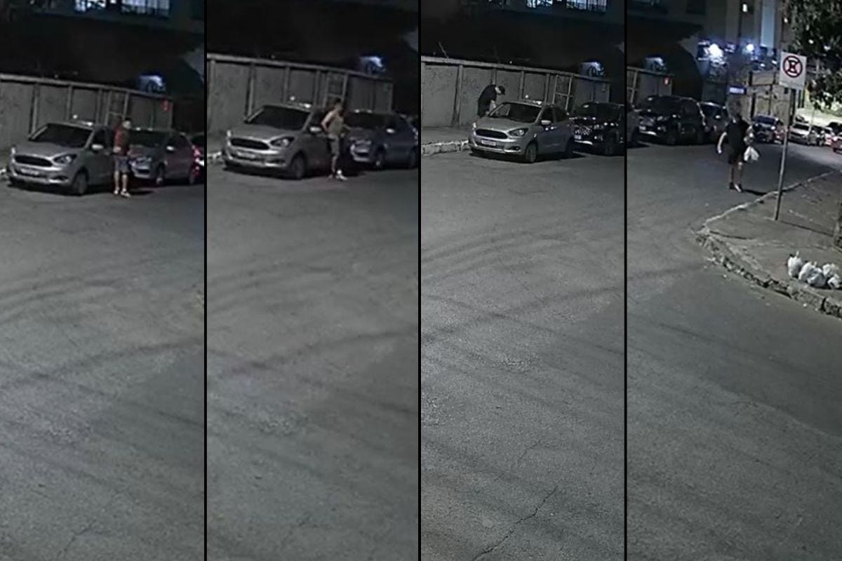 Suspeito agiu mesmo em uma rua com bastante movimento de carros e pessoas