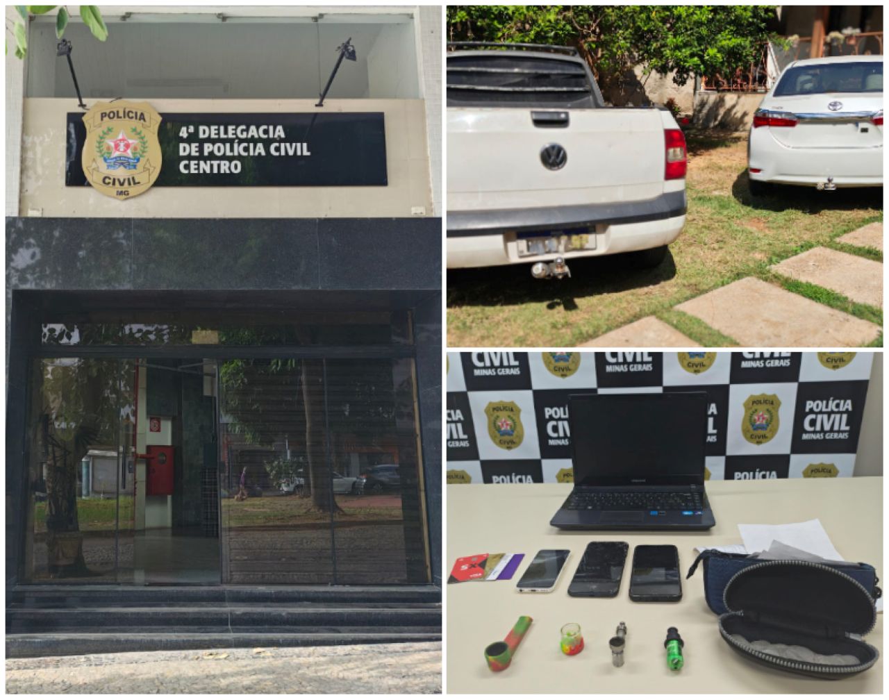 Policiais recolheram aparelhos eletrônicos, documentos e dois veículos na ação