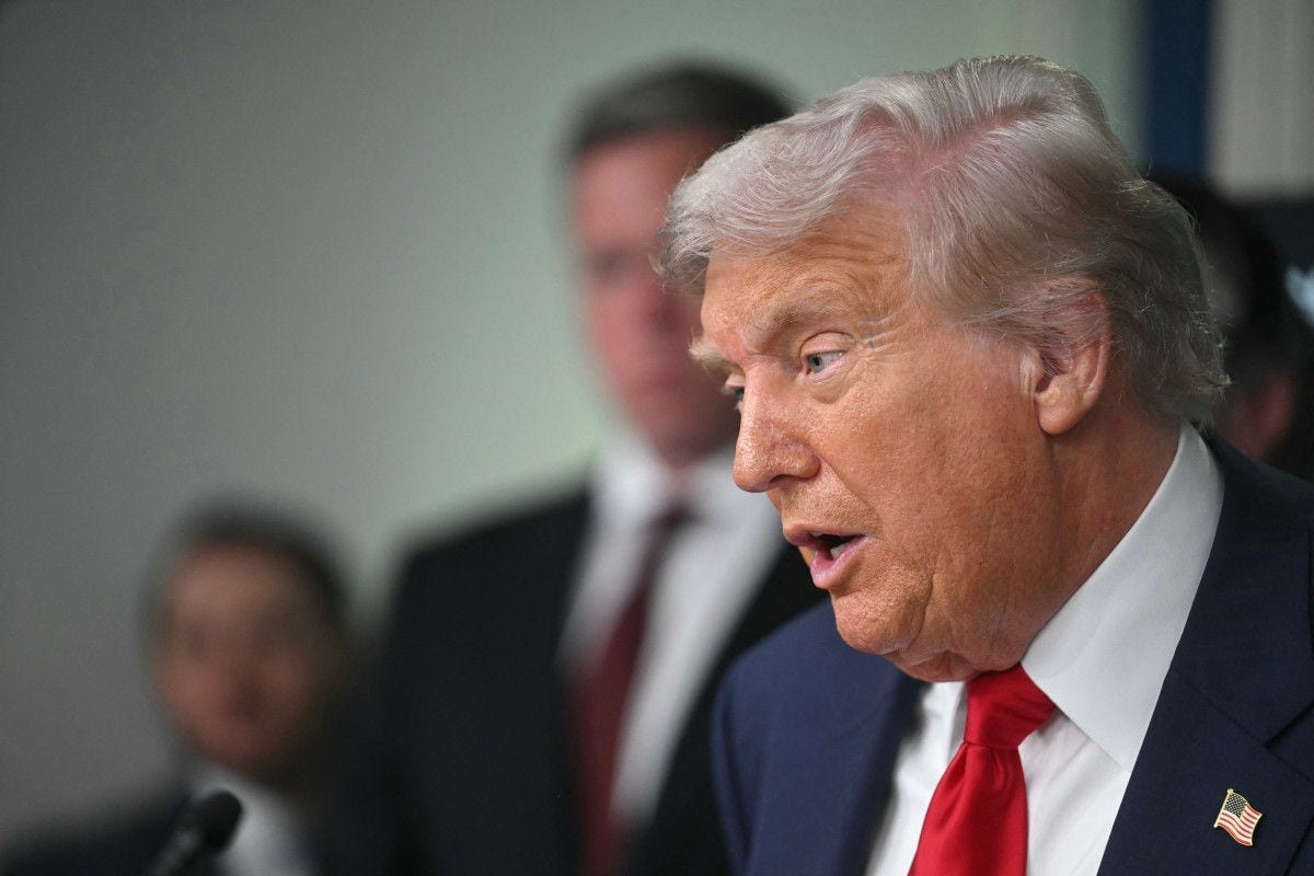 US President Donald Trump speaks during a news conference to discuss crime in Washington, DC, in the Brady Press Briefing Room at the White House in Washington, DC, on August 11, 2025. President Donald Trump announced Monday that he was deploying National Guard troops and putting the Washington police force under federal control to tackle crime in the US capital. "This is Liberation Day in DC, and we're going to take our capital back," Trump said at a White House press conference. (Photo by Jim WATSON / AFP)