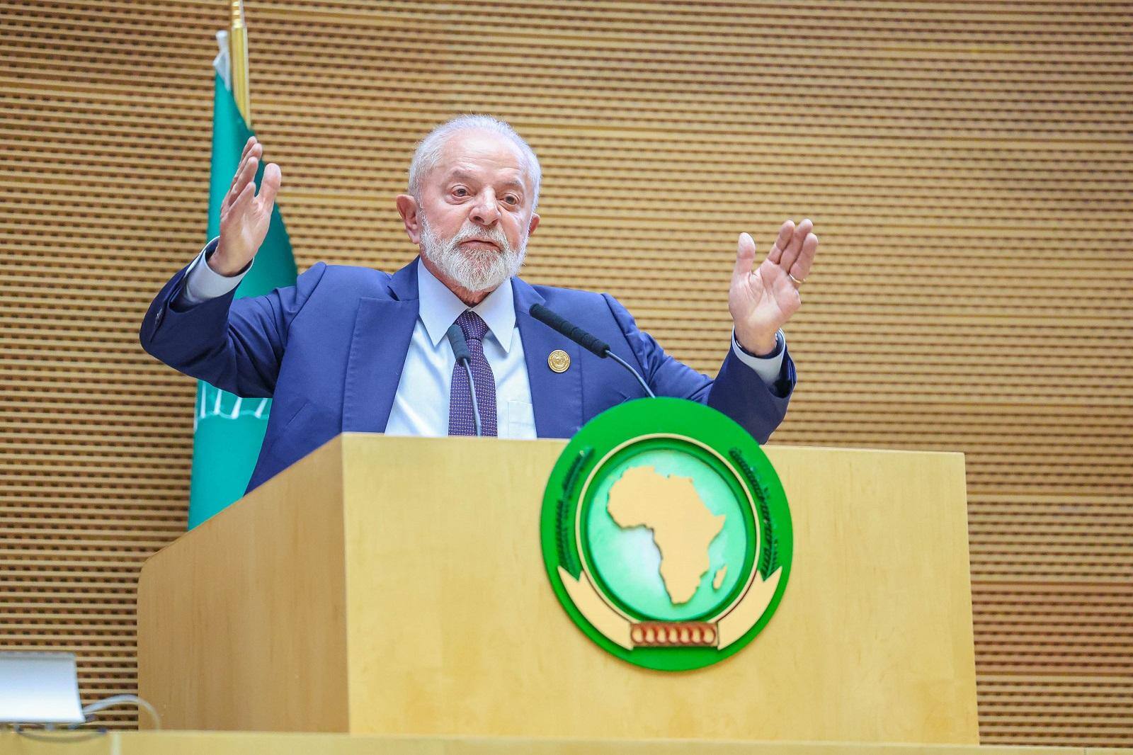 Presidente Lula em discurso na Etiópia, na abertura da 37º Cúpula da União Africana