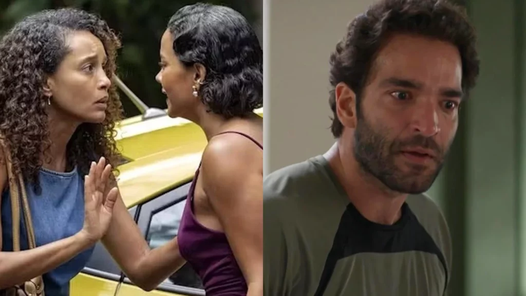 Raquel (Taís Araujo), Fátima (Bella Campos) e Afonso (Humberto Carrão) de Vale Tudo