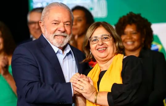 O presidente da República, Luiz Inácio Lula da Silva, e a ministra da Mulher, Cida Gonçalves