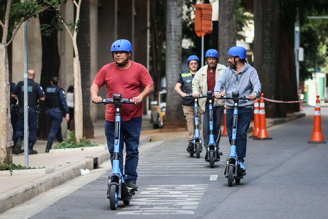 Teste de patinetes elétricos realizado pela PBH, nesta terça-feira (12/8)