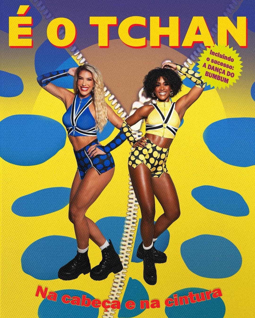 Erika Januza e Lore Improta encarnam dançarinas do É o Tchan e reproduzem capa de álbum