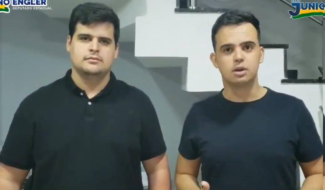 O deputado estadual e pré-candidato à Prefeitura de Belo Horizonte, Bruno Engler (PRTB), e o deputado federal Cabo Junio Amaral (PSL)
