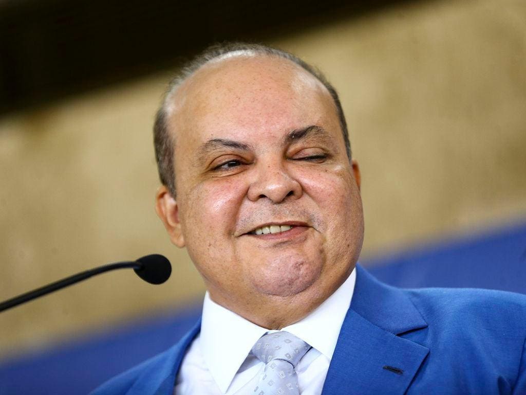 O governador do Distrito Federal, Ibaneis Rocha, durante entrevista coletiva para falar sobre seu retorno ao cargo