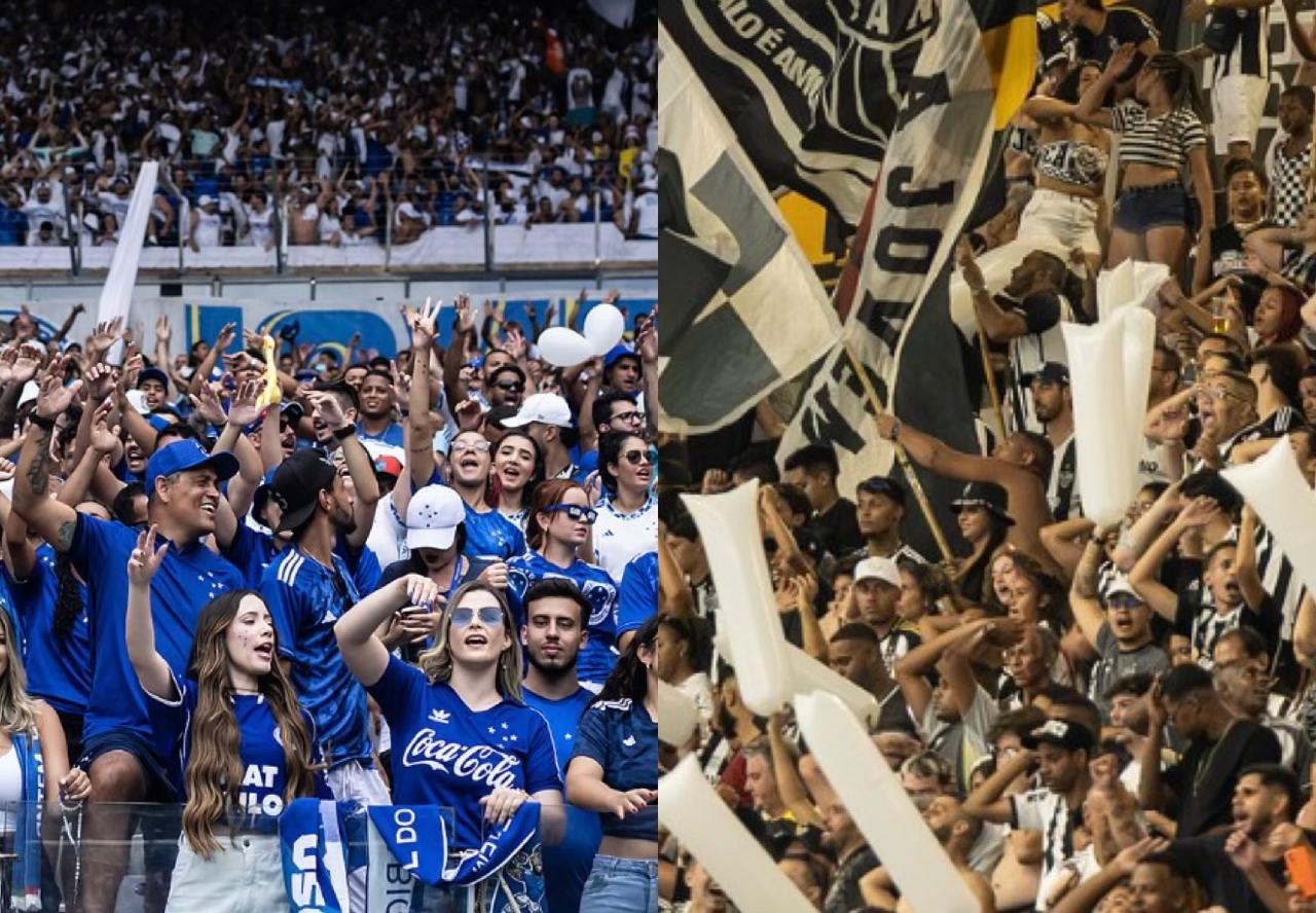 Torcedores de Cruzeiro e Atlético presentes no Mineirão e na Arena MRV, respectivamente