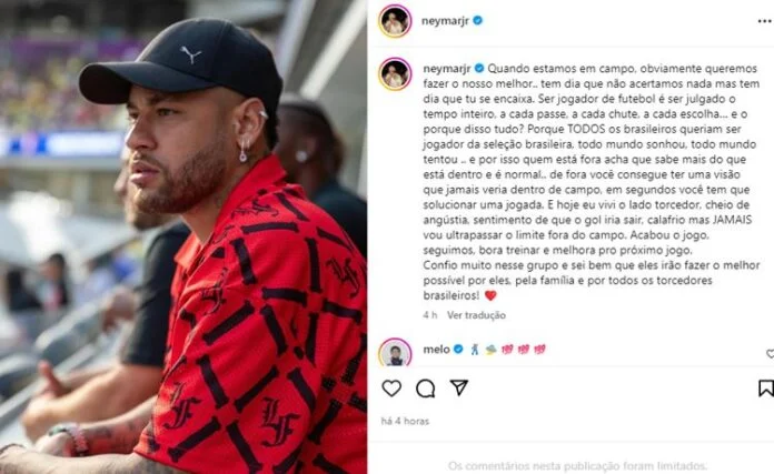 Neymar compartilhou um desabafo nas redes sociais após empate do Brasil na estreia da Copa América