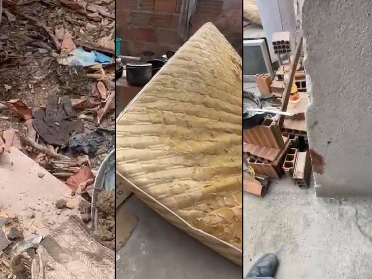Terreno do imóvel estava revirado e com muitas manchas de sangue