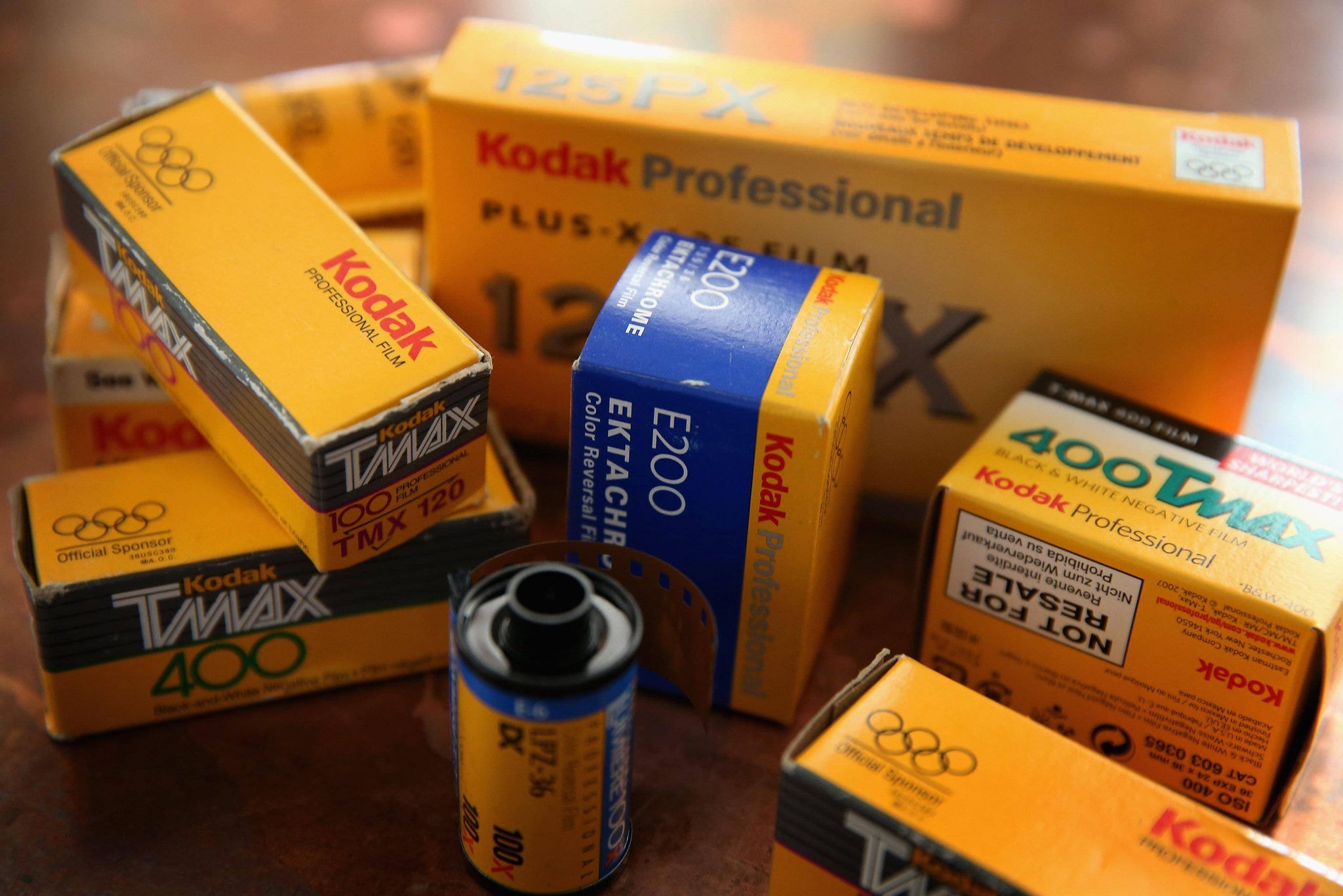 Nesta ilustração de arquivo, o filme da Kodak é visto em 30 de abril de 2013 em Chicago, Illinois. A gigante fotográfica Eastman Kodak lançará um novo negócio na fabricação de produtos farmacêuticos