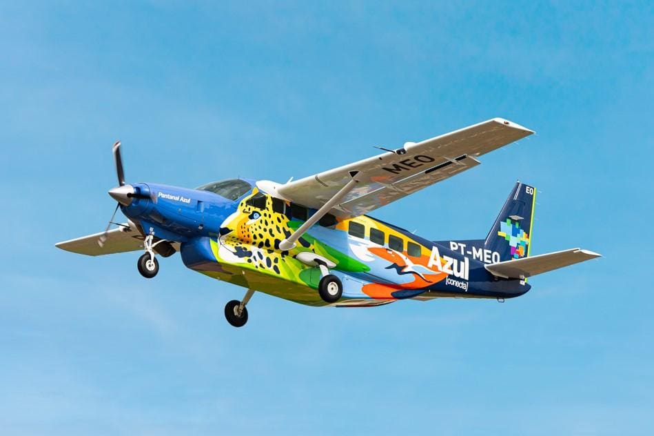 Aeronave “Pantanal Azul”, parceria da Azul e Ministério do Turismo