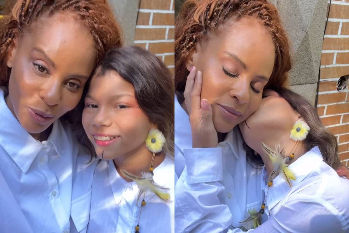 Aline Wirley e sua filha Fátima, de 10 anos