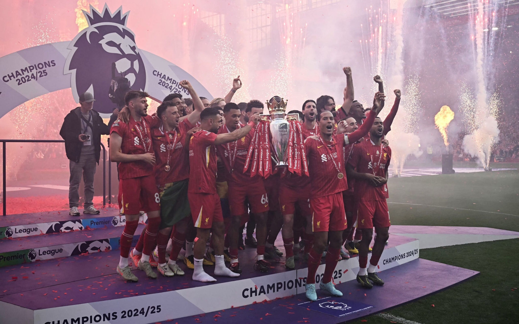 Liverpool, campeão da Premier League em 2024/25 (Foto: Paul Ellis/AFP)