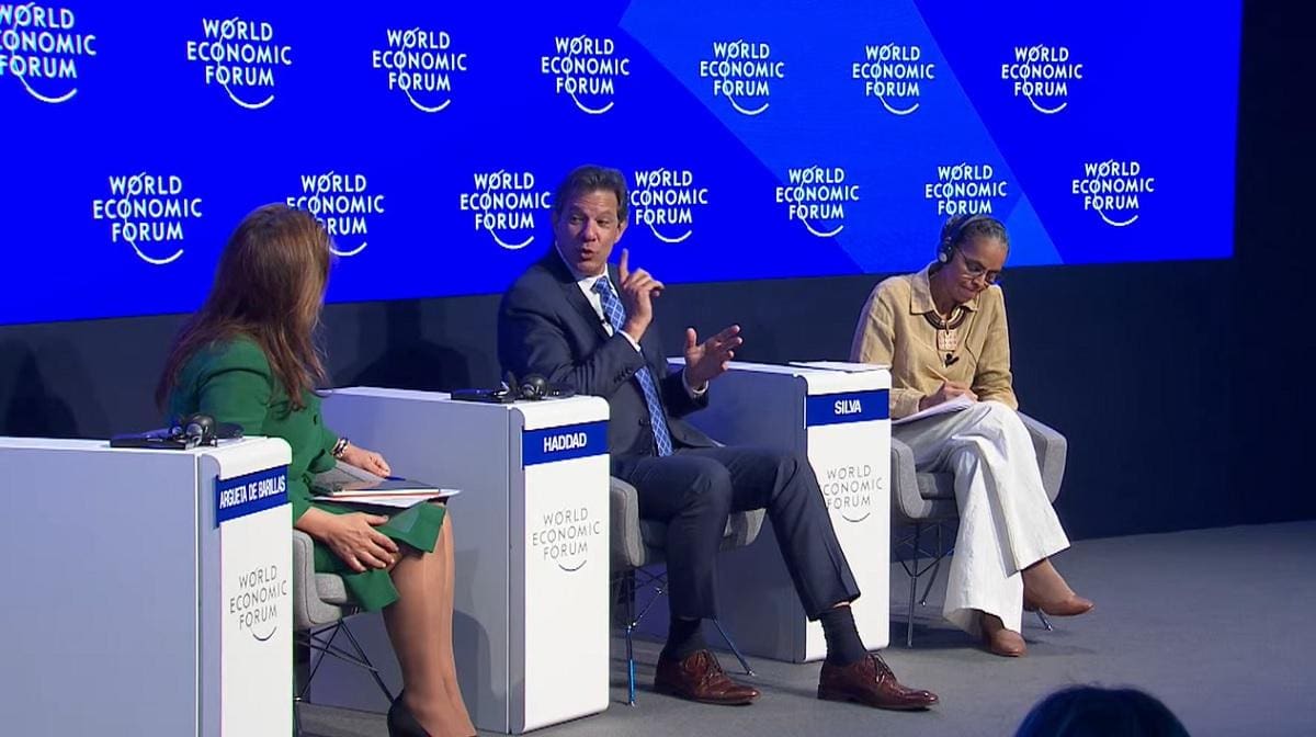 Fernando Haddad participa do Fórum Econômico de Davos ao lado de Marina Silva e fala de duas reformas tributárias
