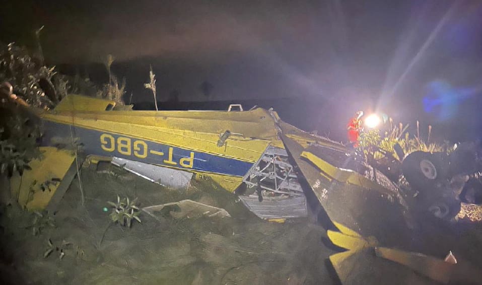 Aeronave agrícola caiu em Uberlândia