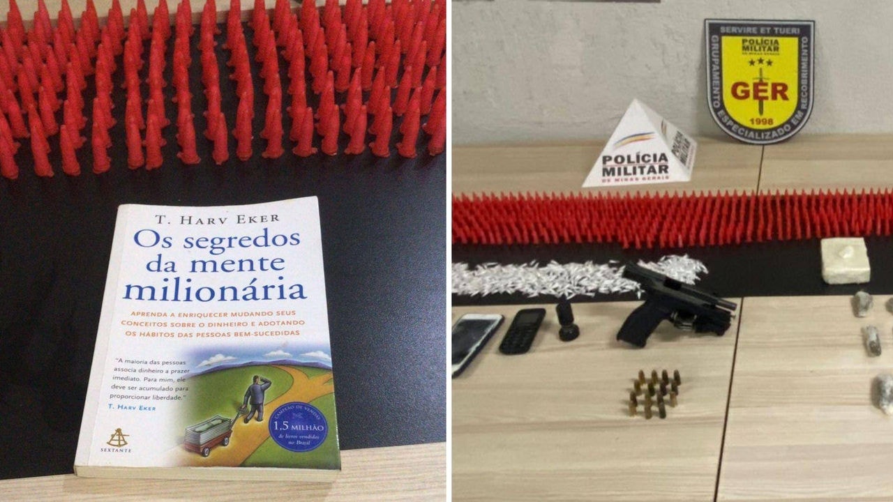 Livro e grande quantidade de drogas foram apreendidos com suspeito